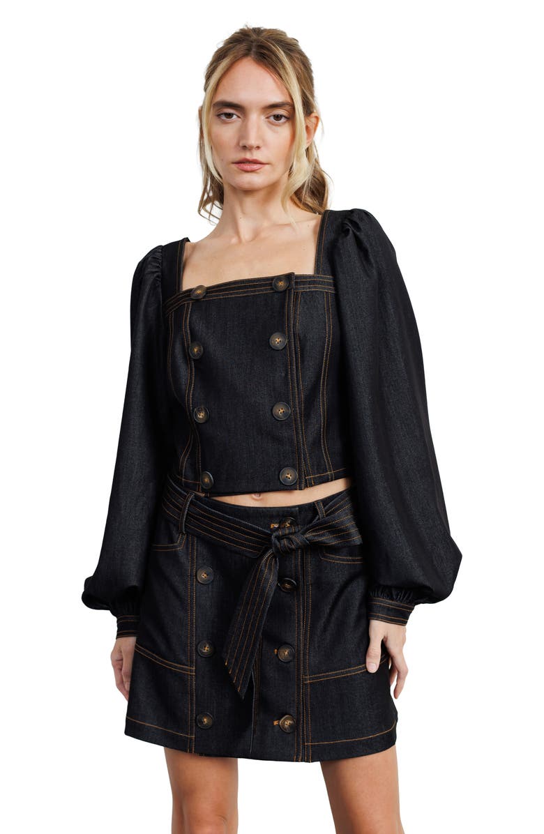 CIEBON Myers Bubble Denim Top, Alternate, color, Black