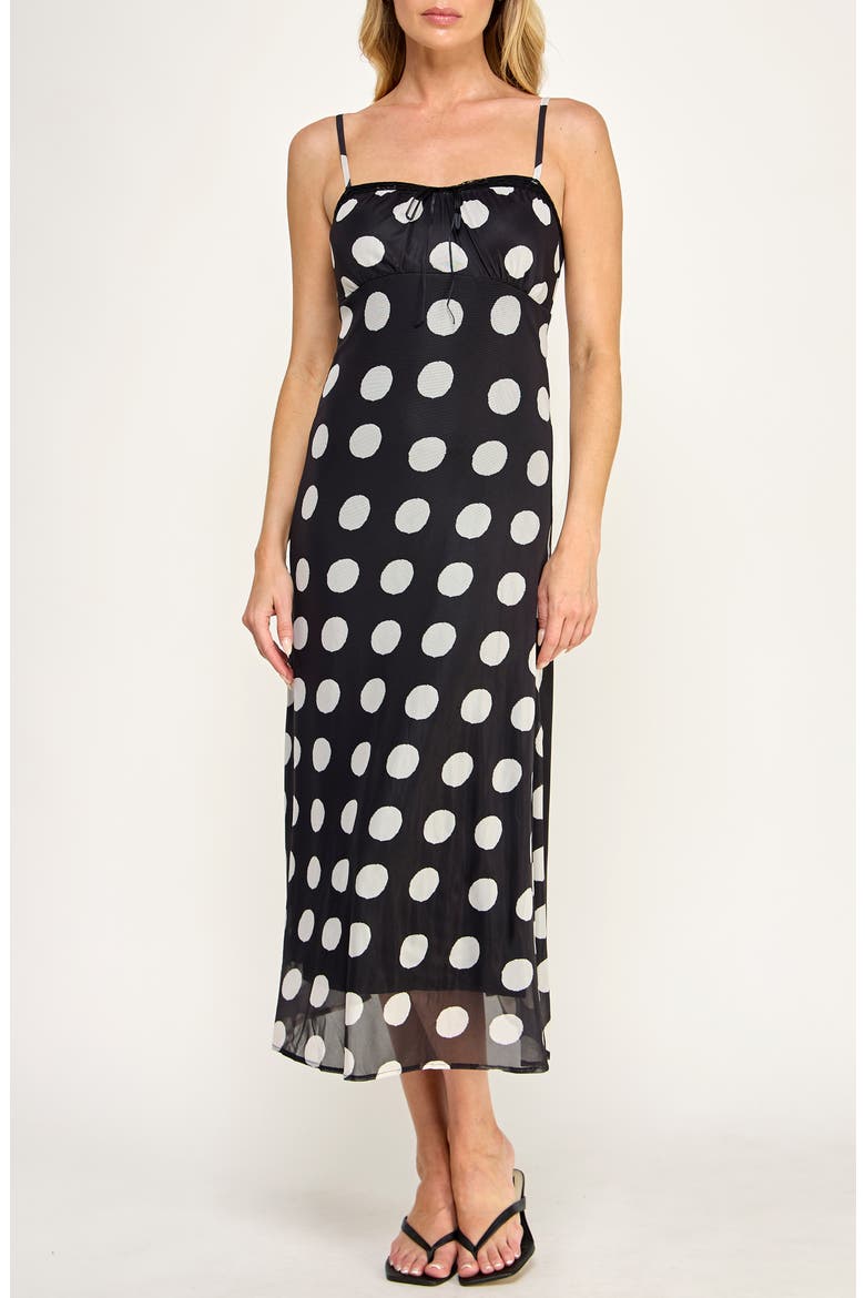 Babydoll Midi Dress, Main, color, BLACK/ IVORY