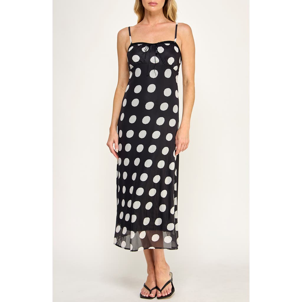 Socialite Babydoll Midi Dress In Black/ Ivory