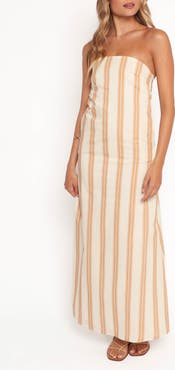 Petal & Pup Luisa Stripe Strapless Cotton Maxi Dress