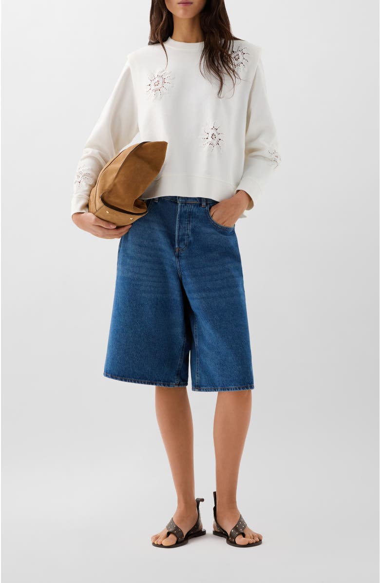 Scalpers Padded Sun Crochet Sweater, Alternate, color, Offwhite