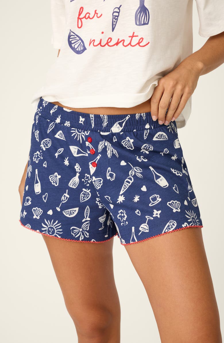 PJ Salvage Playful Print Cotton & Modal Short Pajamas, Alternate, color, Dark Navy