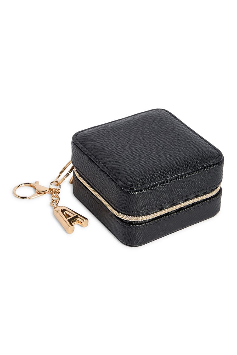 Detachable Initial Charm Jewelry Box, Main, color, A- BLACK- GOLD