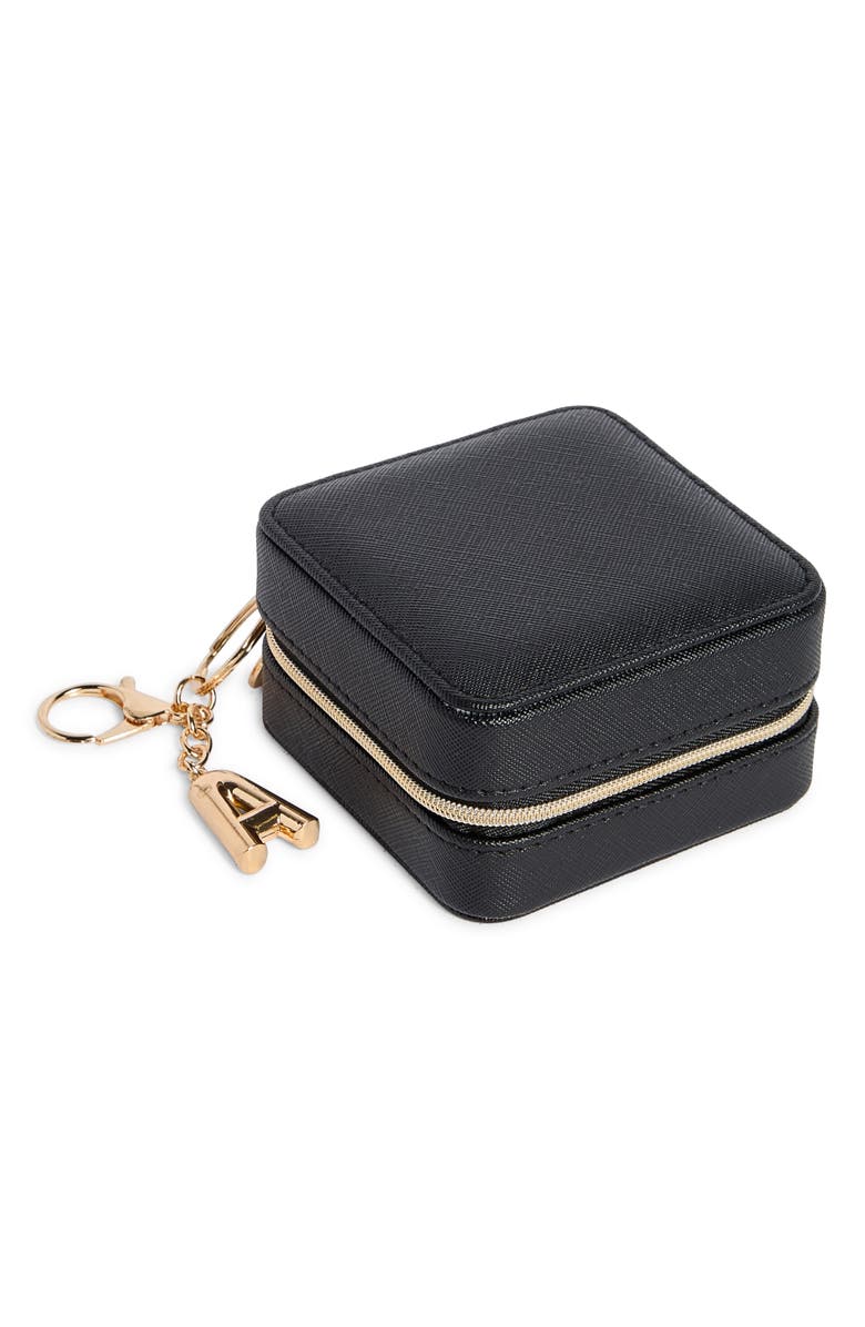 Nordstrom Detachable Initial Charm Jewelry Box, Main, color, A- Black- Gold