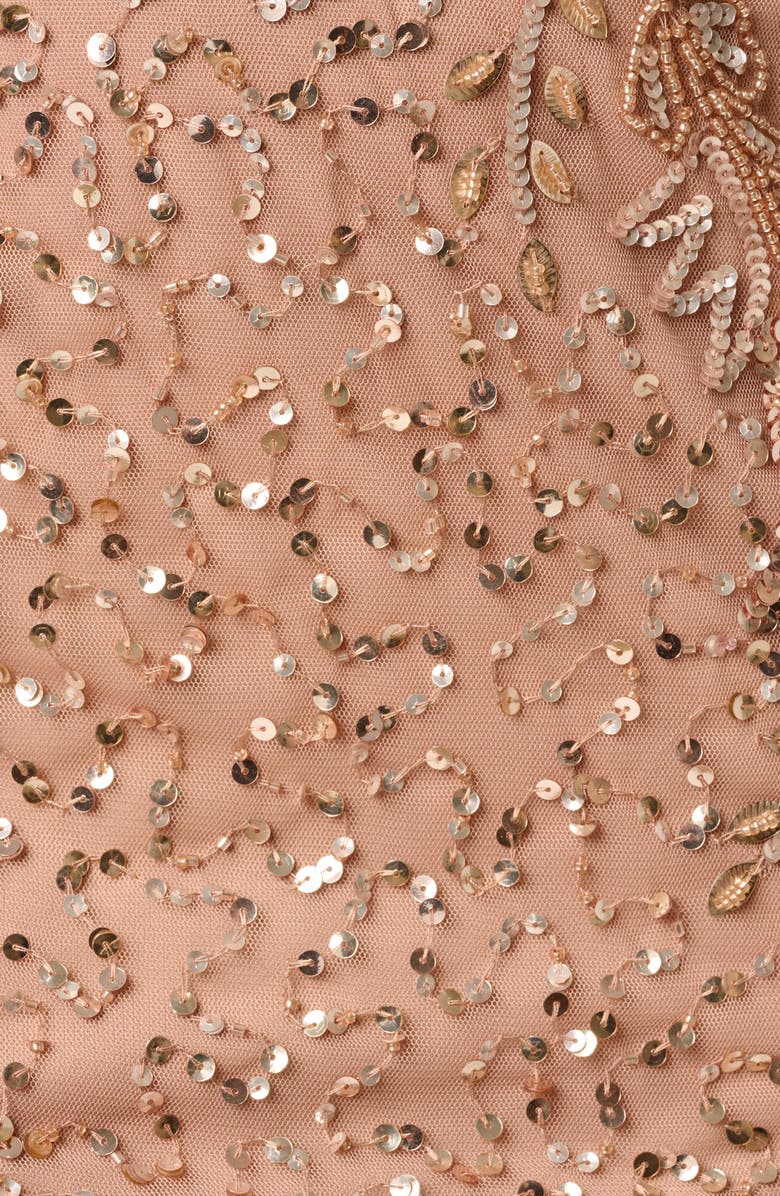 Adrianna Papell Beaded Sheath Cocktail Dress, Alternate, color, Rose Gold