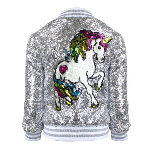 LOLA + THE BOYS LOLA + THE BOYS GIRLS UNICORN SEQUIN BOMBER 