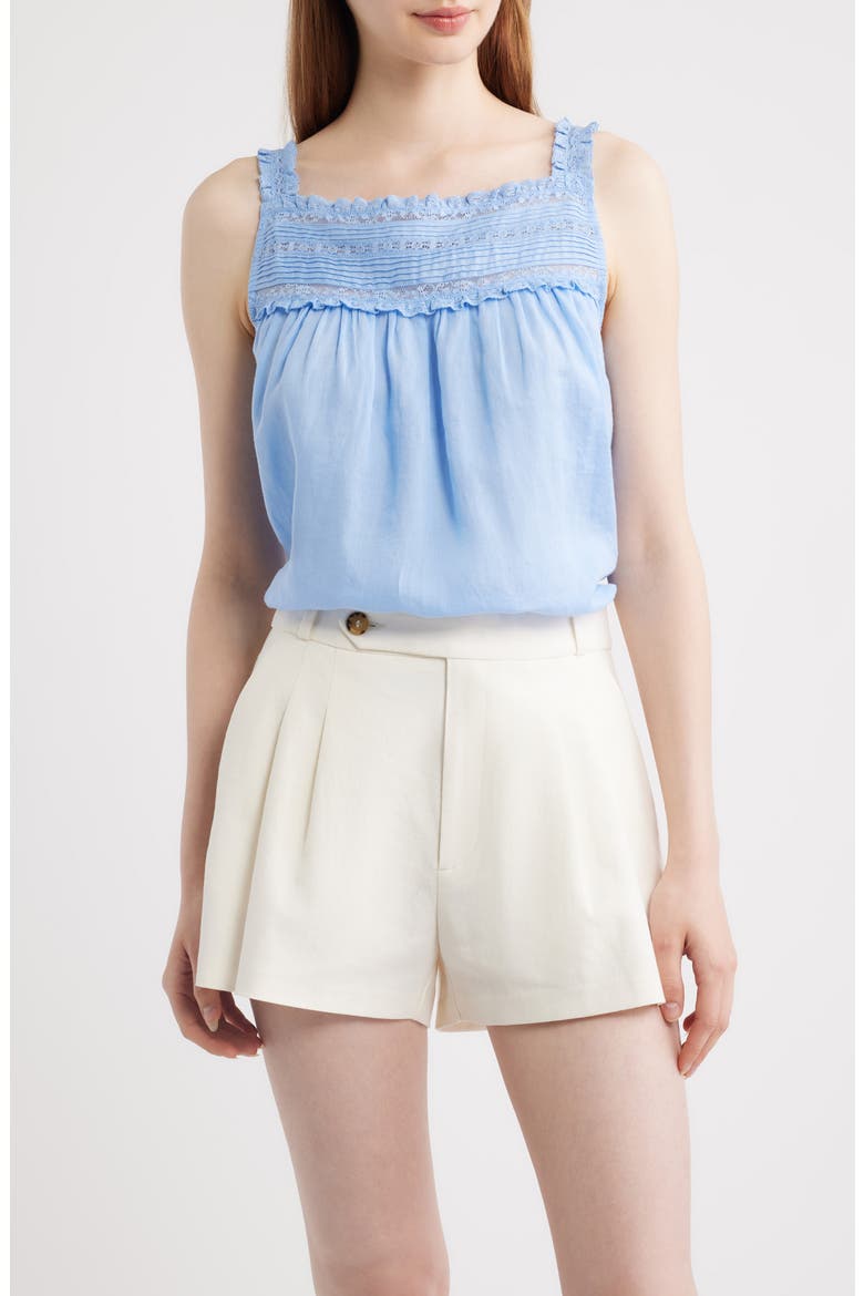 Benita Pintuck Lace Woven Top, Main, color, BLUEJAY