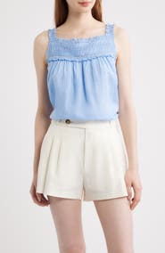 DÔEN Benita Pintuck Lace Woven Top
