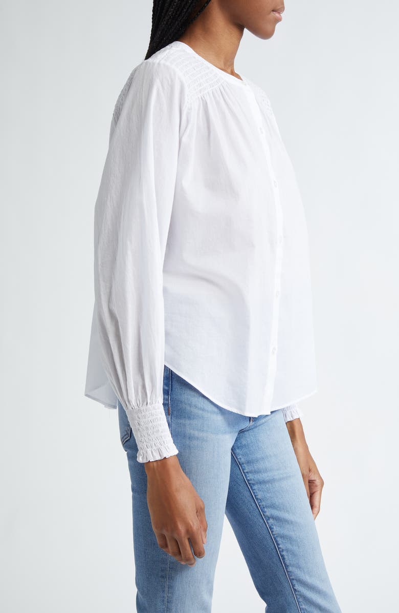 Veronica Beard Constanza Smocked Front Button-Up Shirt, Alternate, color,