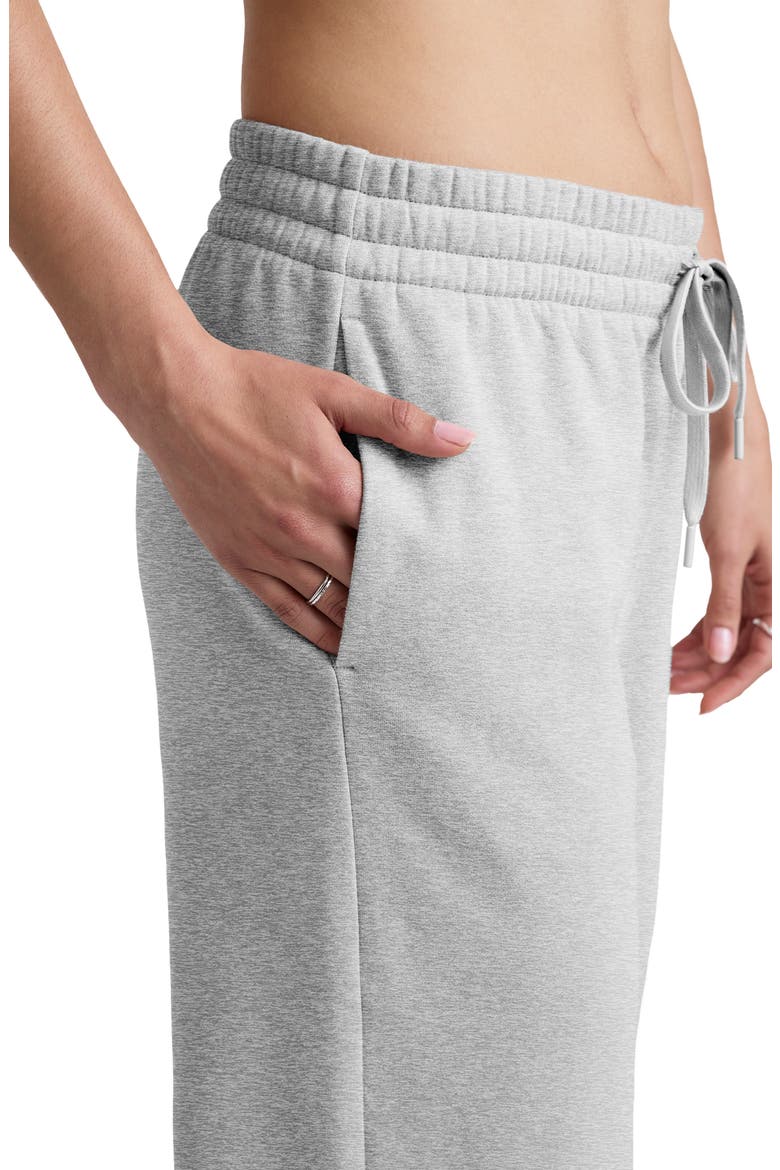 LuxeFleece Side Slit Wide Leg Pants, Alternate, color, LIGHT HEATHER GRAY
