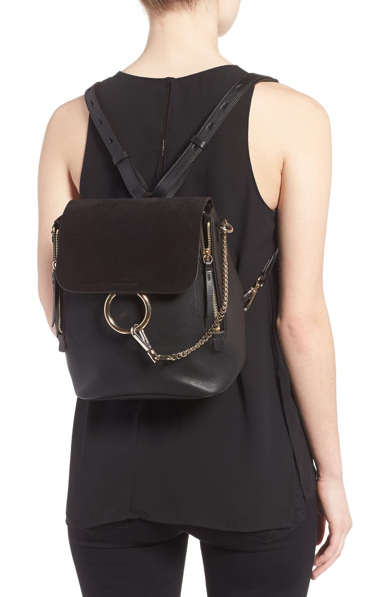 Chloé Medium Faye Suede & Leather Backpack, Alternate, color,