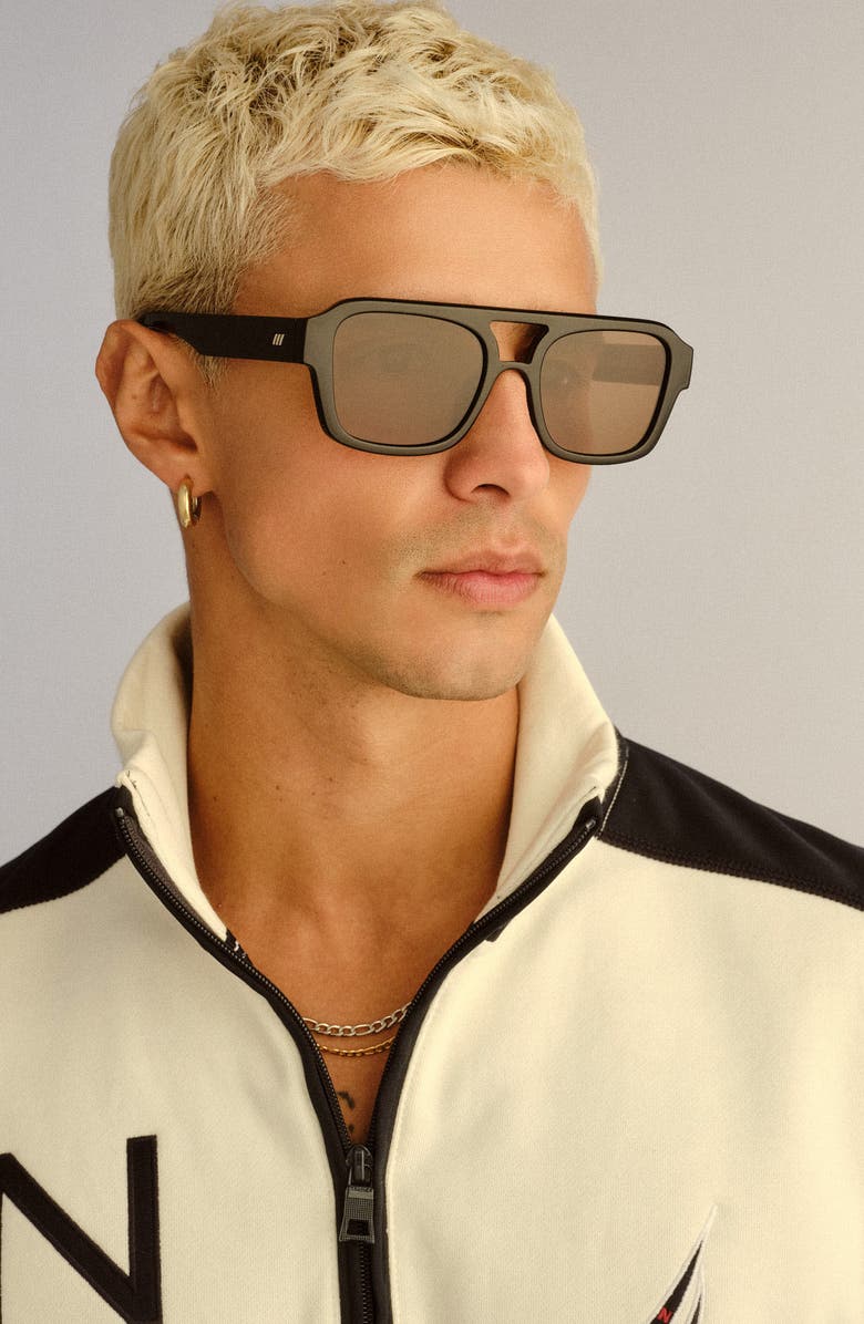 Le Specs Subzero 54mm Polarized Aviator Sunglasses, Alternate, color, Black / Brown Mono Polarized