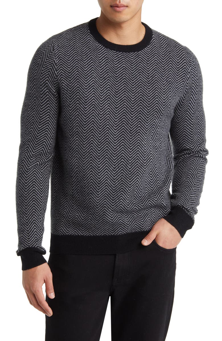 Nordstrom Herringbone Cashmere Crewneck Sweater, Main, color,