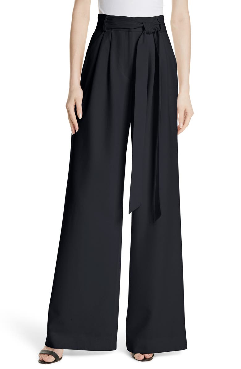 Milly Italian Cady Trapunto Tie Waist Trousers, Main, color, 