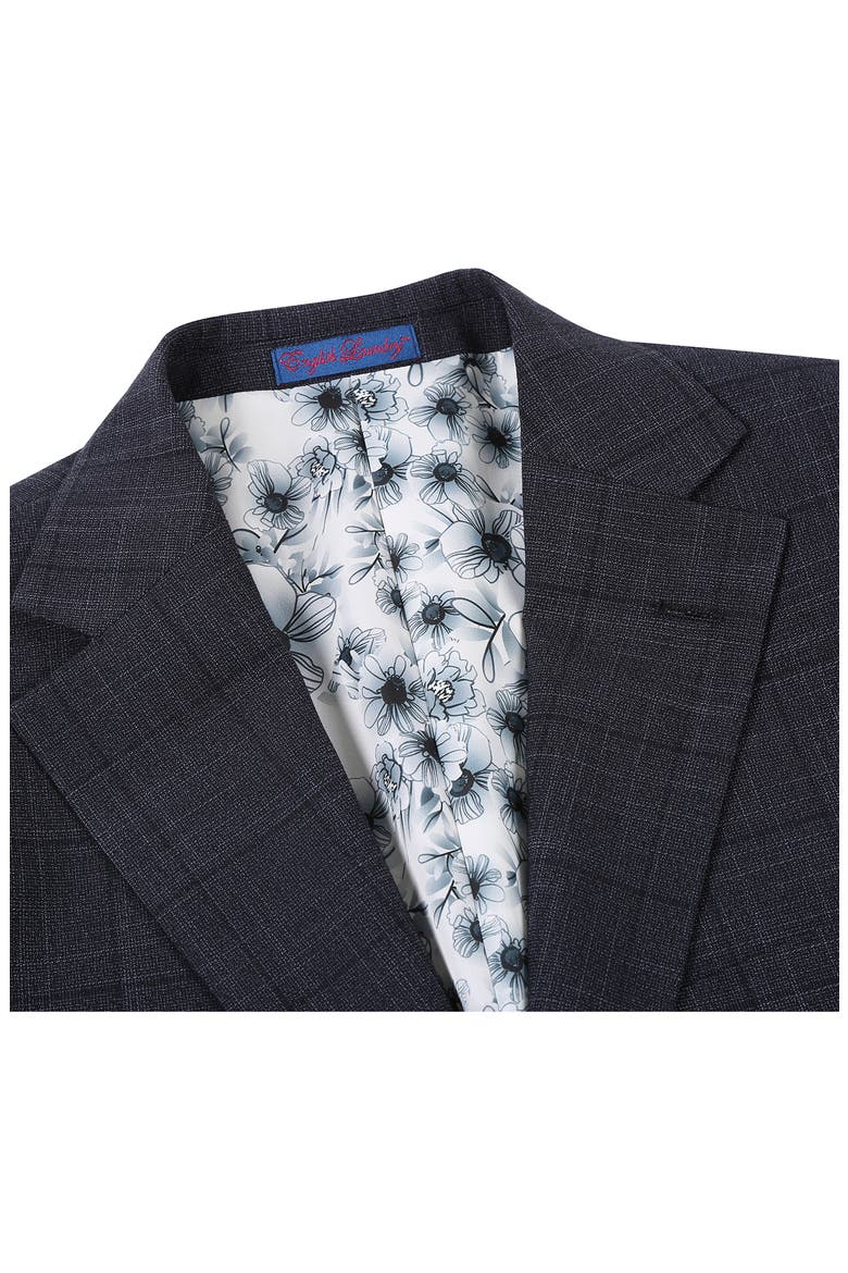 Plaid Trim Fit Notch Lapel Two-Piece Suit, Alternate, color, NAVY