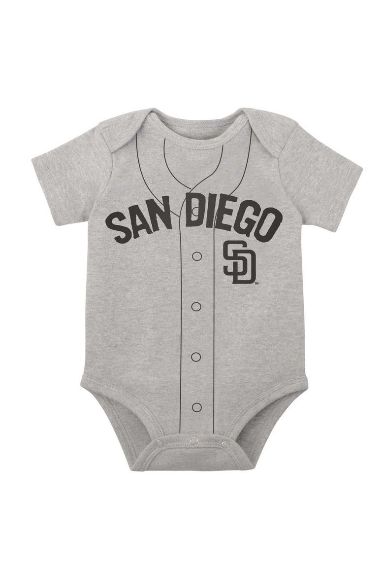 Infant White/Heather Gray San Diego Padres Two-Pack Little Slugger Bodysuit Set, Alternate, color, White
