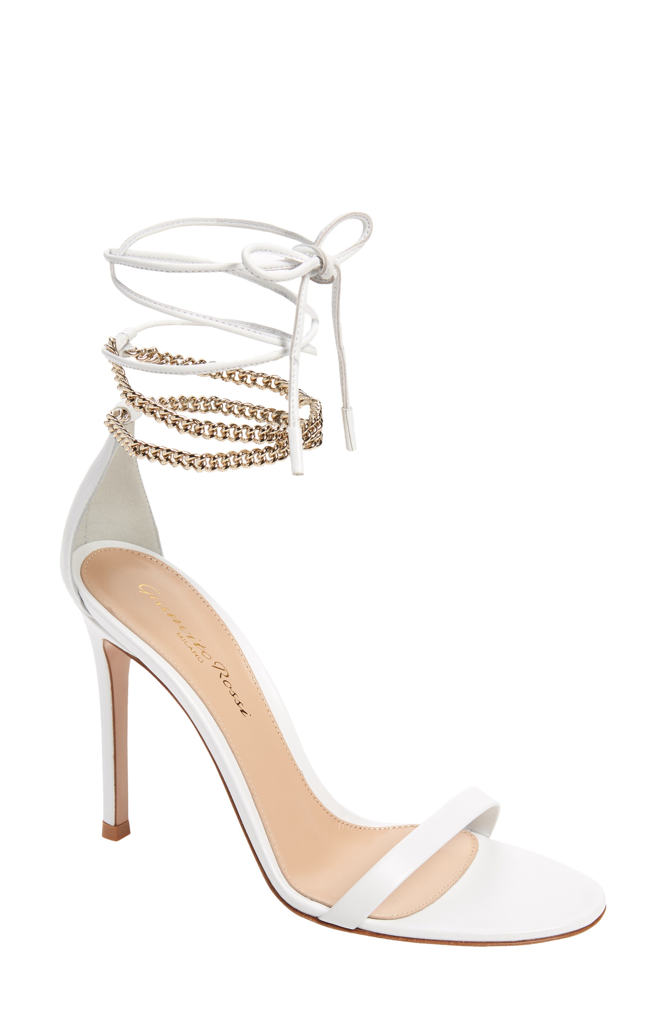 Gianvito Rossi Chain Ankle Wrap Sandal, Main, color, 