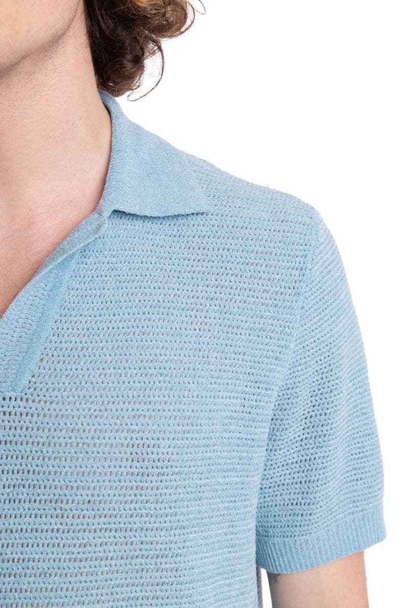 PAISLEY & GRAY Open Knit Johnny Collar Polo, Alternate, color, Light Blue Chenille
