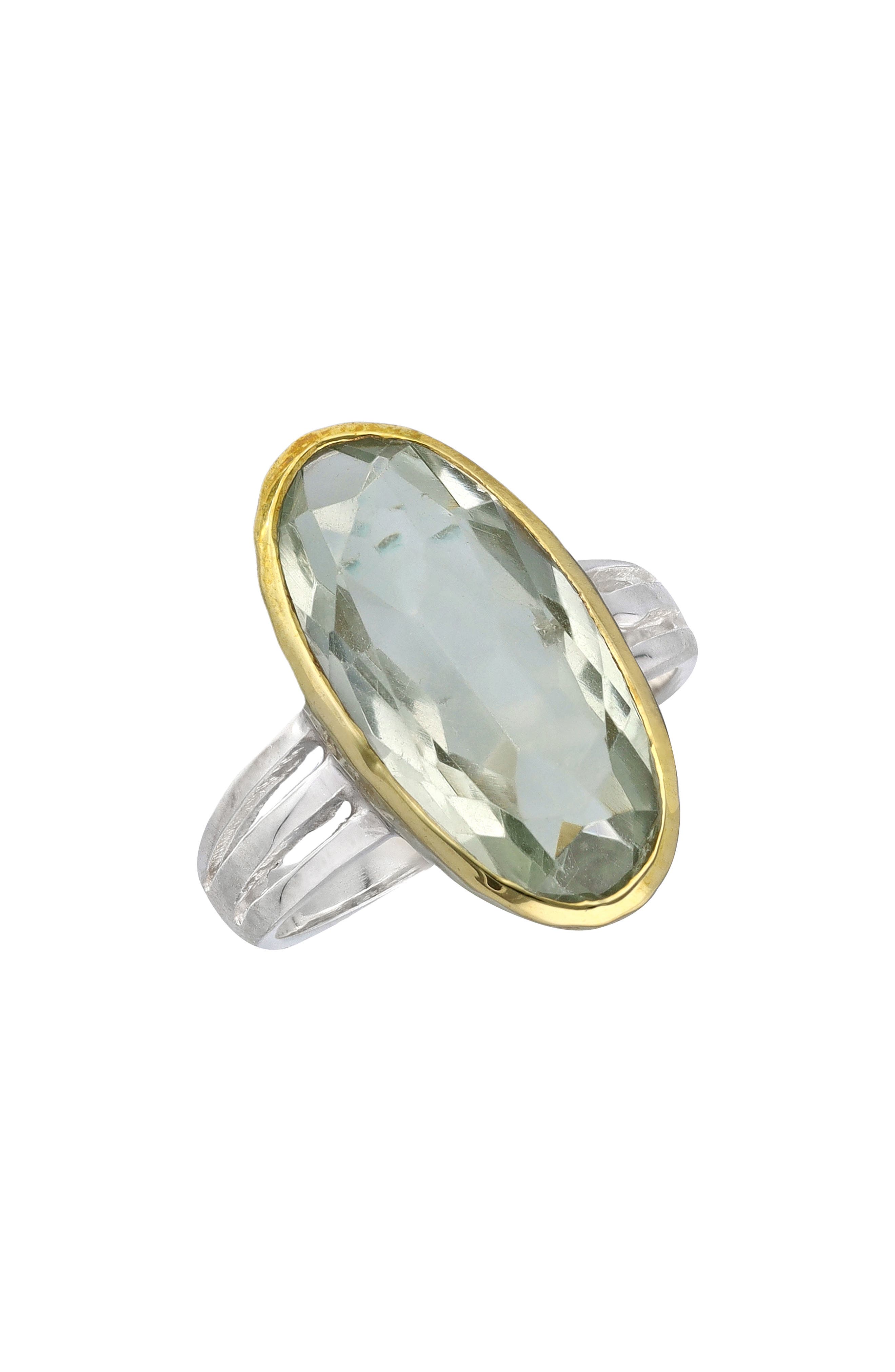 YS GEMS Green Amethyst Oval Ring