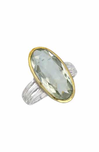 YS GEMS Green Amethyst Oval Ring