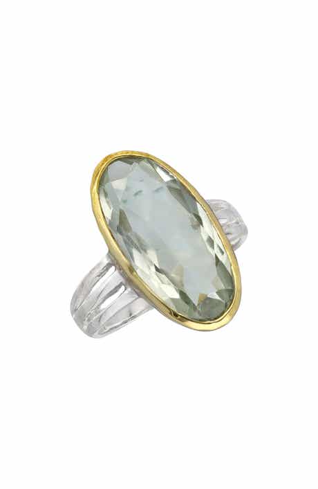 YS GEMS Green Amethyst Oval Ring