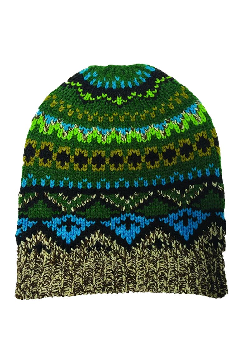 Fair Isle Beanie, Main, color, Teal Multi