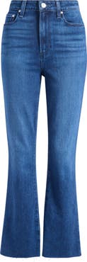 PAIGE Claudine Raw Hem High Waist Ankle Flare Jeans