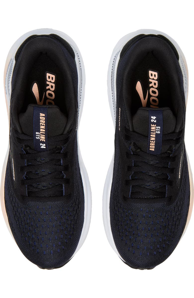 Brooks Adrenaline GTS 24 Waterproof Running Shoe, Alternate, color, Black/ Peach/ Peacoat