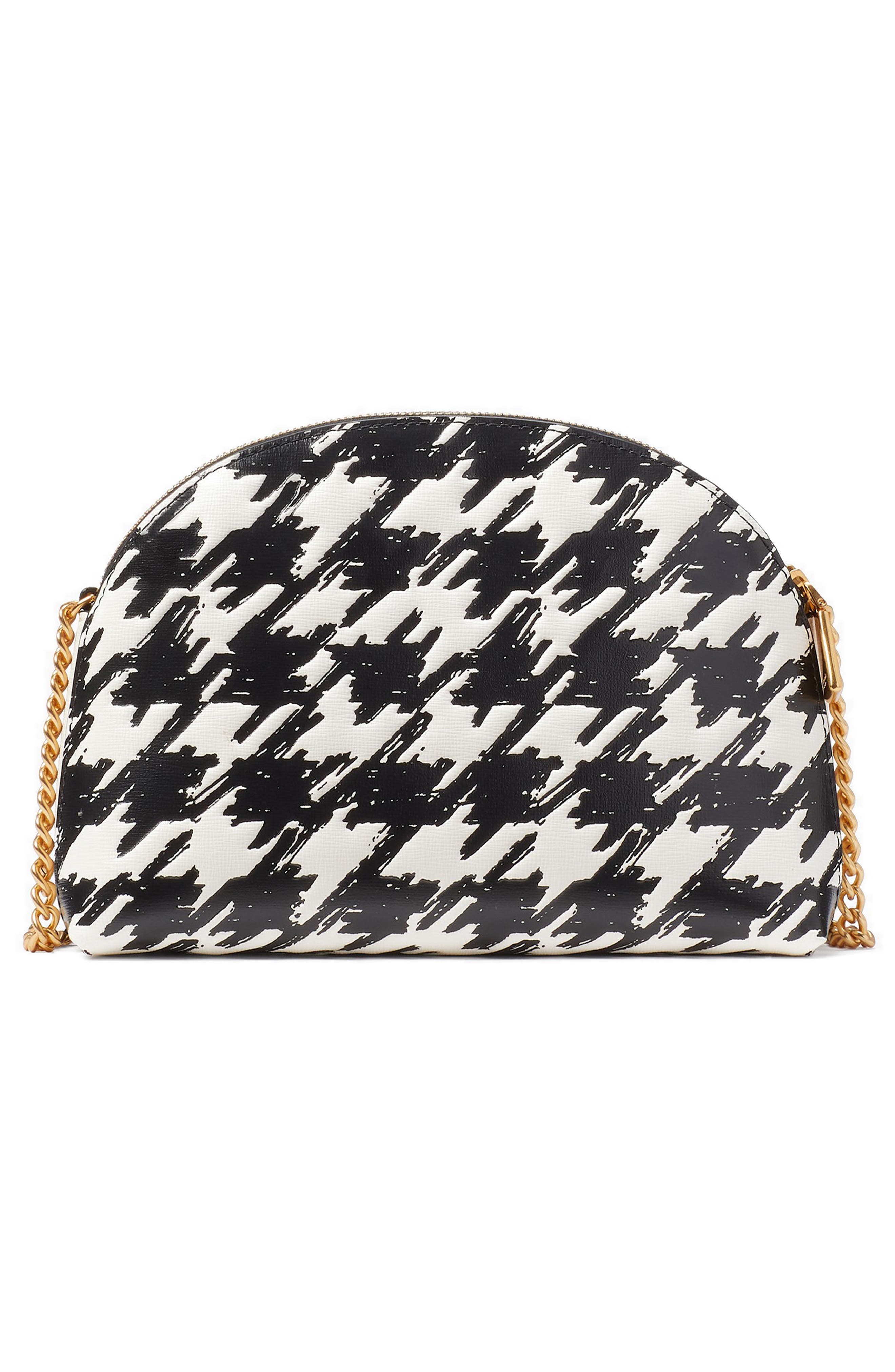 morgan painterly houndstooth double zip dome crossbody bag, Alternate, color, BLACK MULTI.