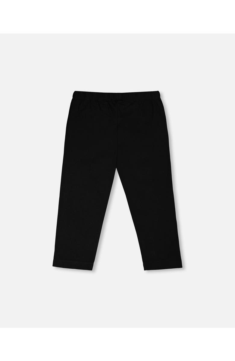 Deux par Deux Organic Cotton Jersey Capri with Knee Foil Heart Print, Alternate, color, Black