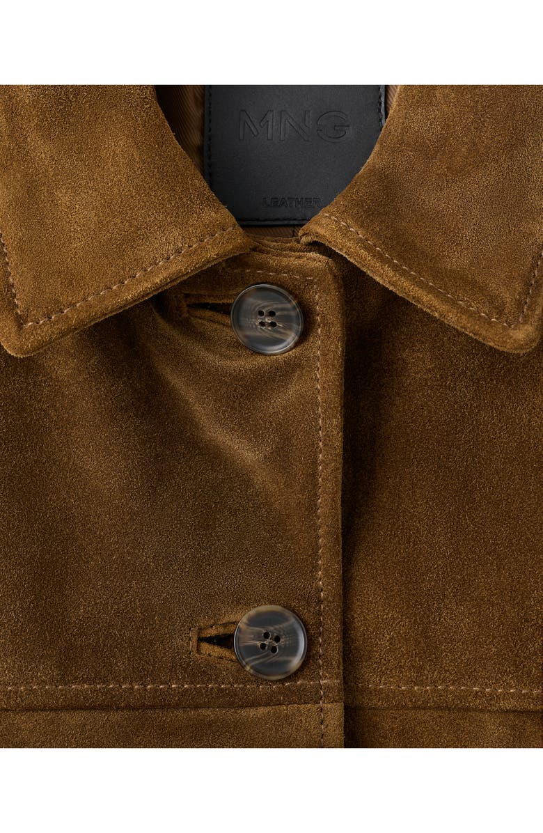 MANGO Laura Crop Suede Jacket, Alternate, color, Tobacco Brown