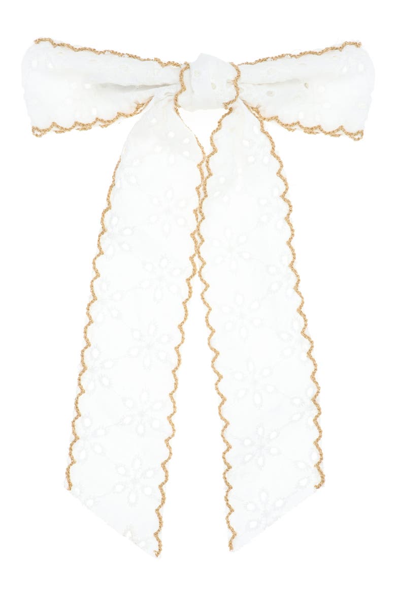 Holland Bow Barrette, Main, color, TAN/ WHITE