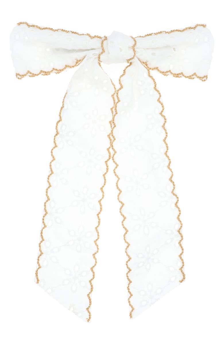 L. Erickson Holland Bow Barrette, Main, color, Tan/ White