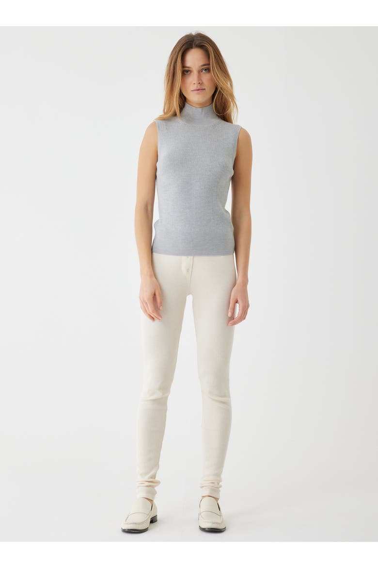 Compact Merino Mini Rib Sleeveless Turtleneck, Alternate, color, GRIS CHINE CLAIR