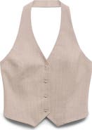 MANGO Pinstripe Halter Vest