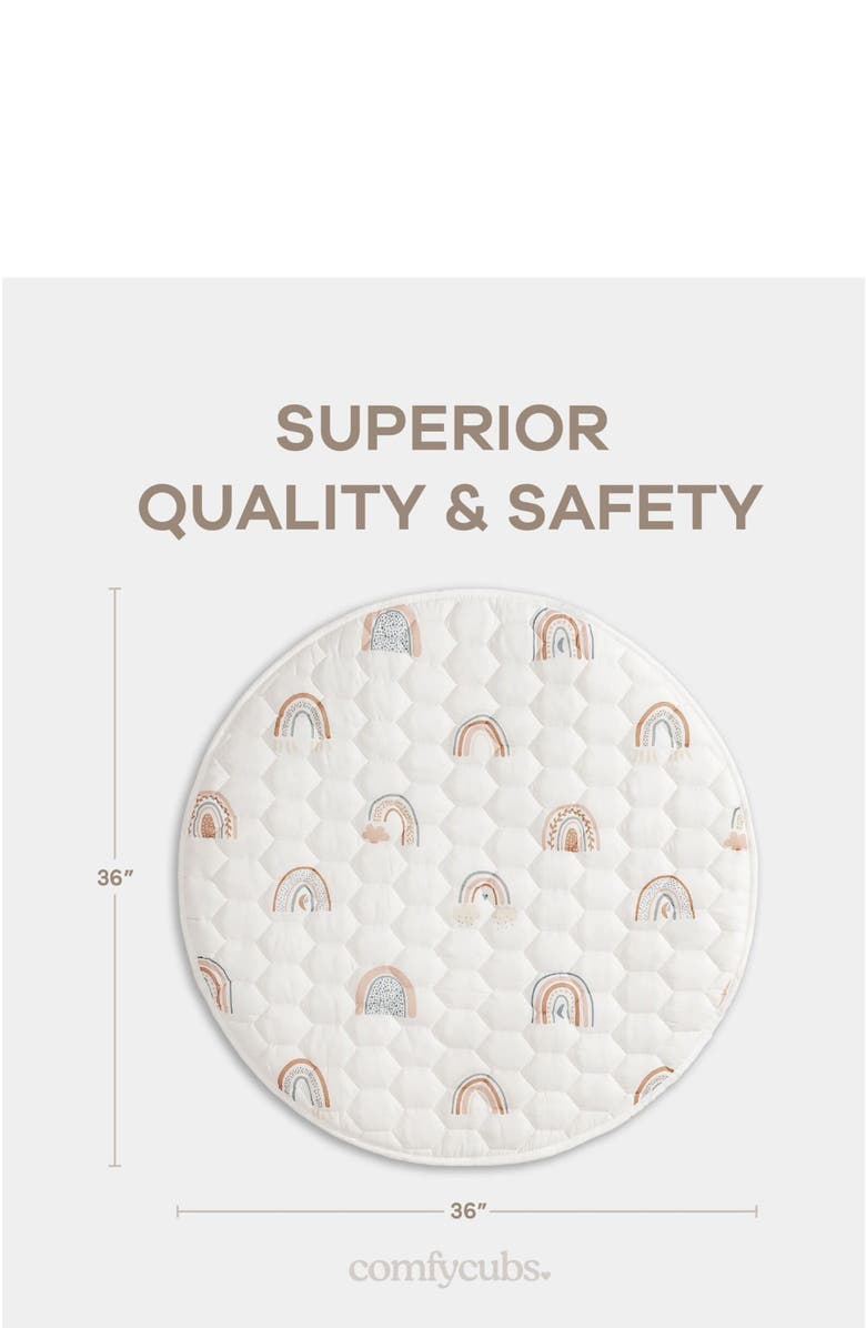 Comfy Cubs Premium Play Mat with Non-Slip Bottom, Round, Alternate, color, Rainbow