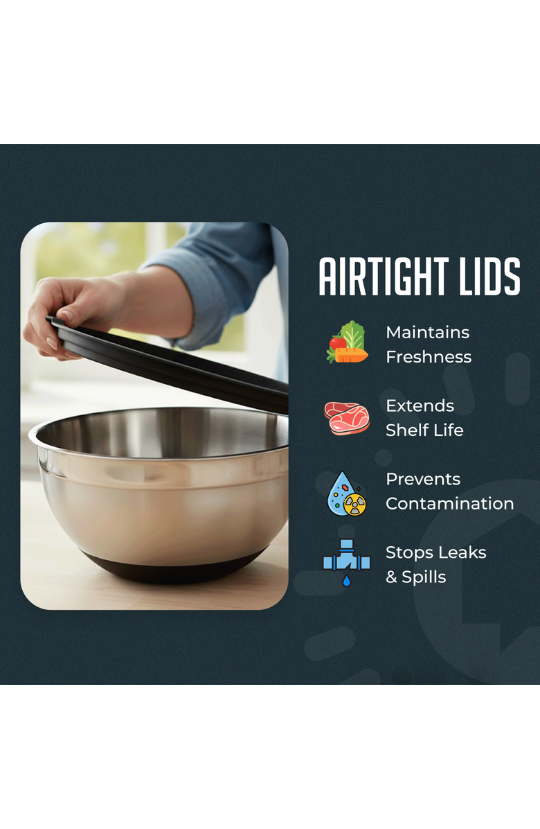 Luminuxe Durable Stainless Steel Nesting Mixing Bowl Set 5-Piece, Alternate, color,