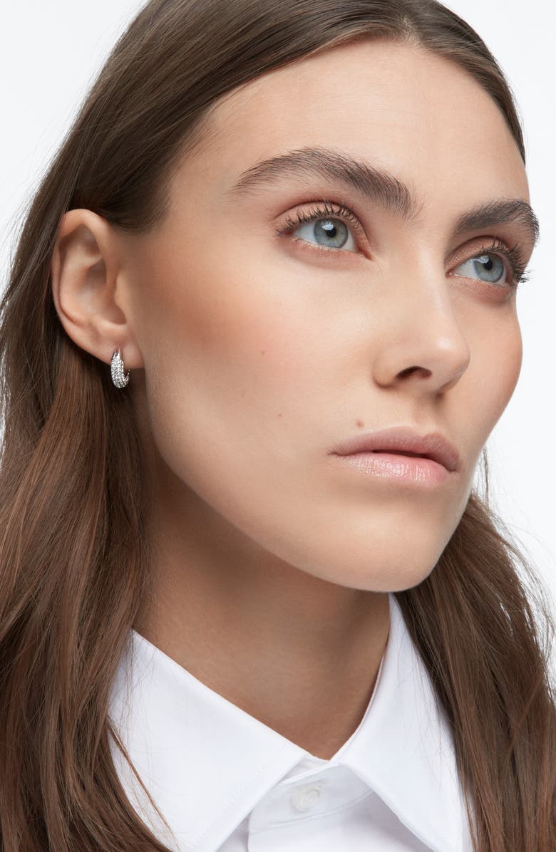 Swarovski Dextera Pavé Hoop Earrings, Alternate, color, Silver