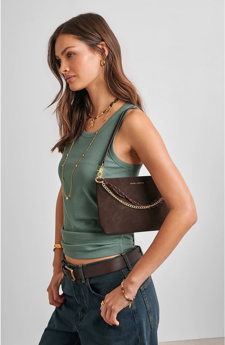 Katie Loxton Cord Small Shoulder Bag, Alternate, color, Bitter Chocolate Suedette