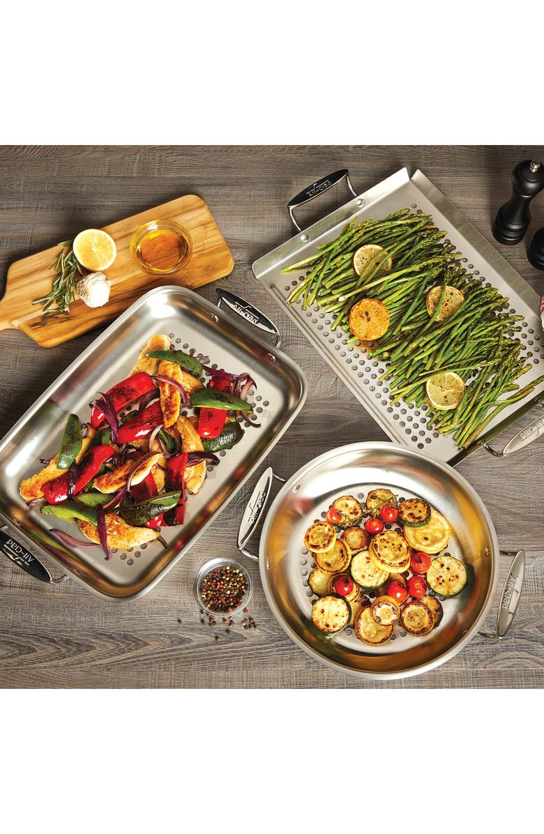 All-Clad Stainless Steel Outdoor Basket, Alternate, color, Silver