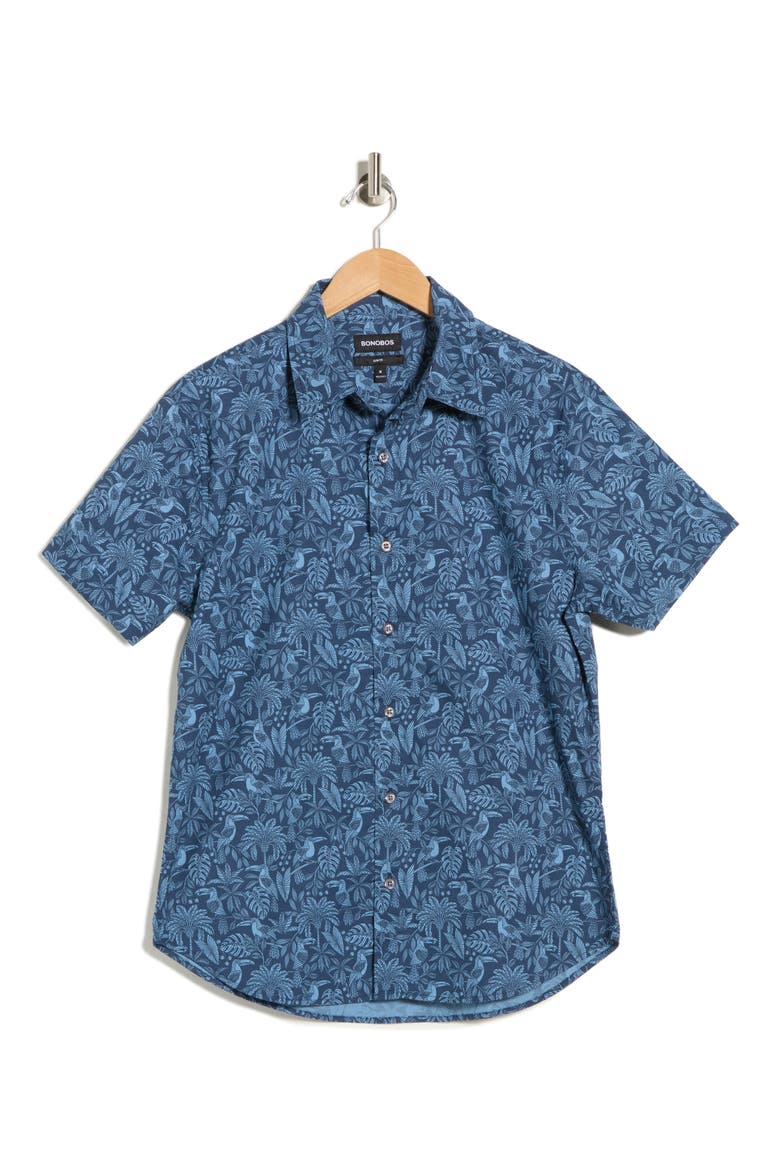 Tukano Slim Fit Short Sleeve Button-Up Shirt, Alternate, color, NAVY TOUCAN