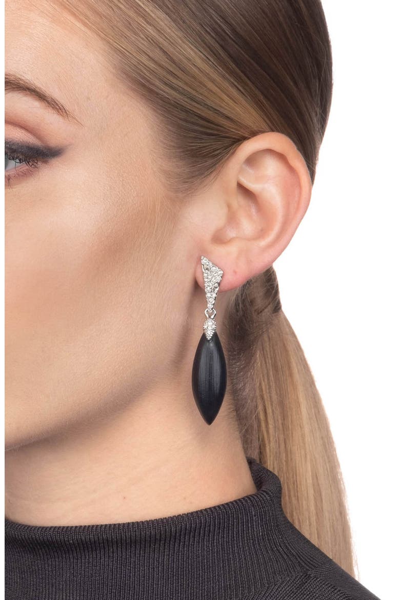Crystal Encrusted Drop Earrings, Alternate, color, BLACK