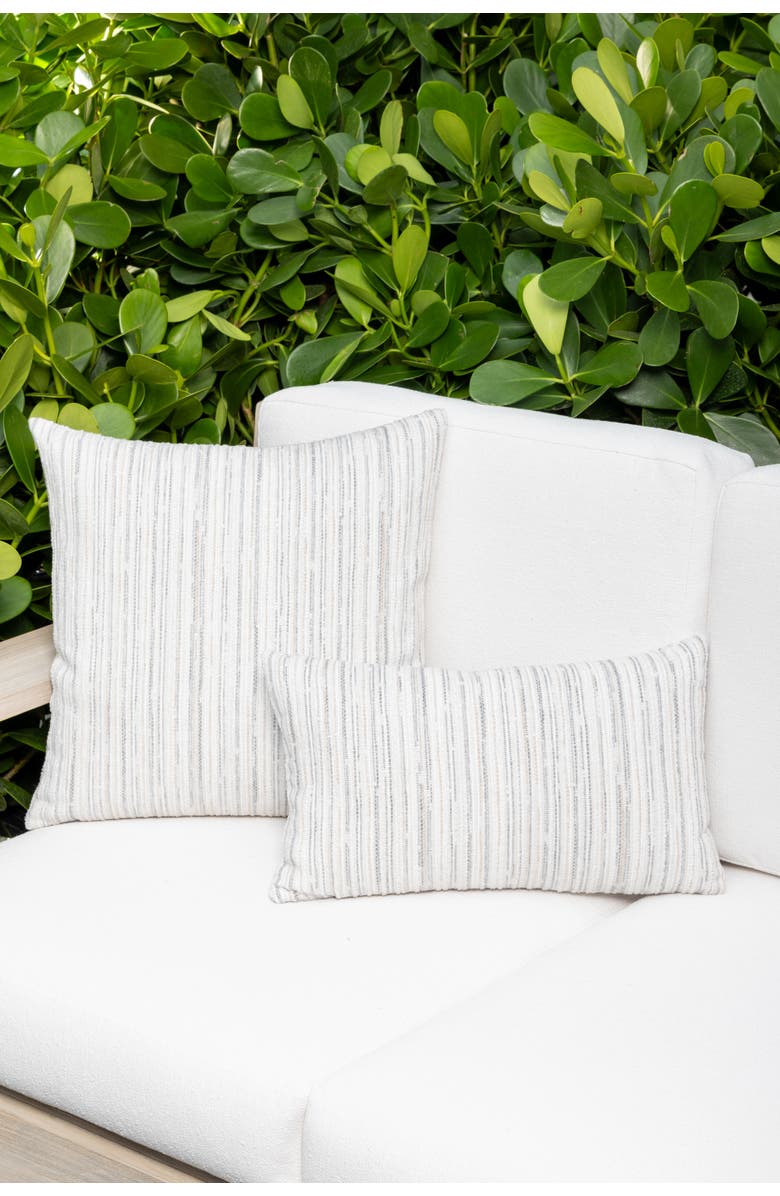 Elaine Smith Luxe Stripe Chenille & Boucle textured Indoor & Outdoor Woven Accent Pillow, Alternate, color, Pebble