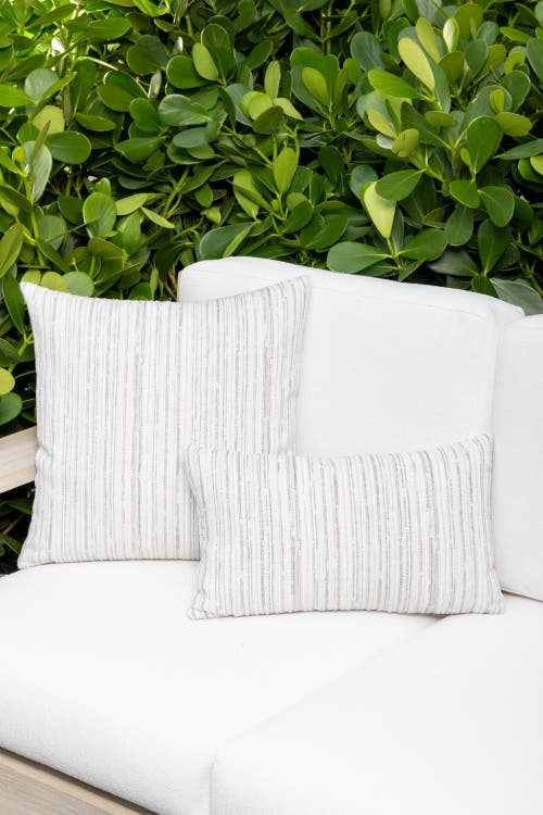 Elaine Smith Luxe Stripe Chenille & Boucle Textured Indoor & Outdoor Woven Accent Pillow