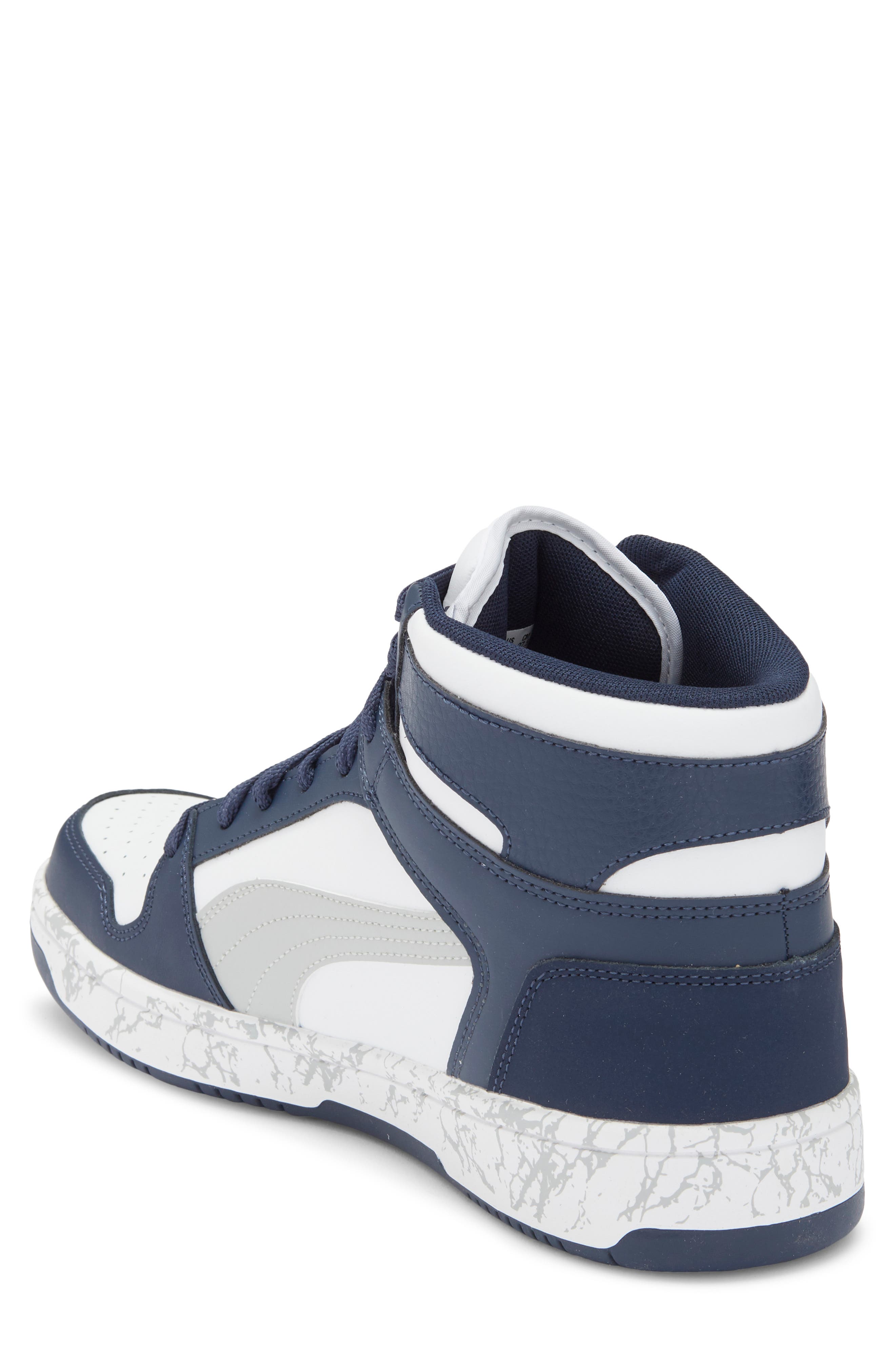 PUMA Rebound Layup Atypical High Top Sneaker, Alternate, color, Puma White/ Light Gray/ Navy