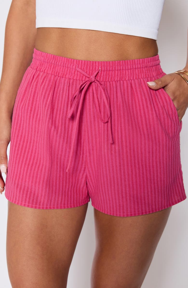 VICI Collection Mara Stripe Drawstring Waist Shorts, Alternate, color, Striped Pink