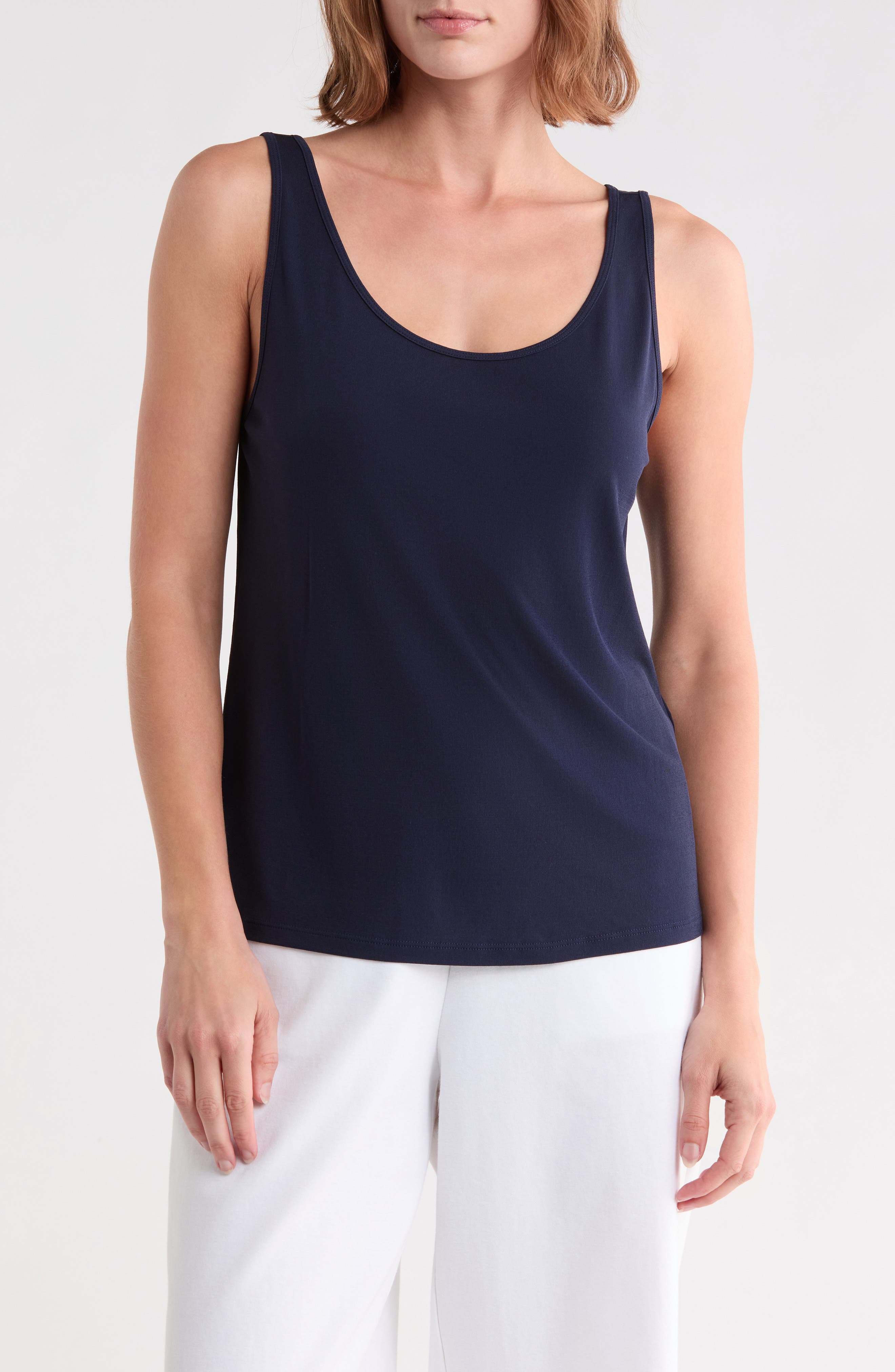 Slim Fit Scoop Neck Silk Tank