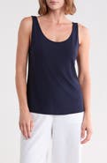 Eileen Fisher Slim Fit Scoop Neck Silk Tank