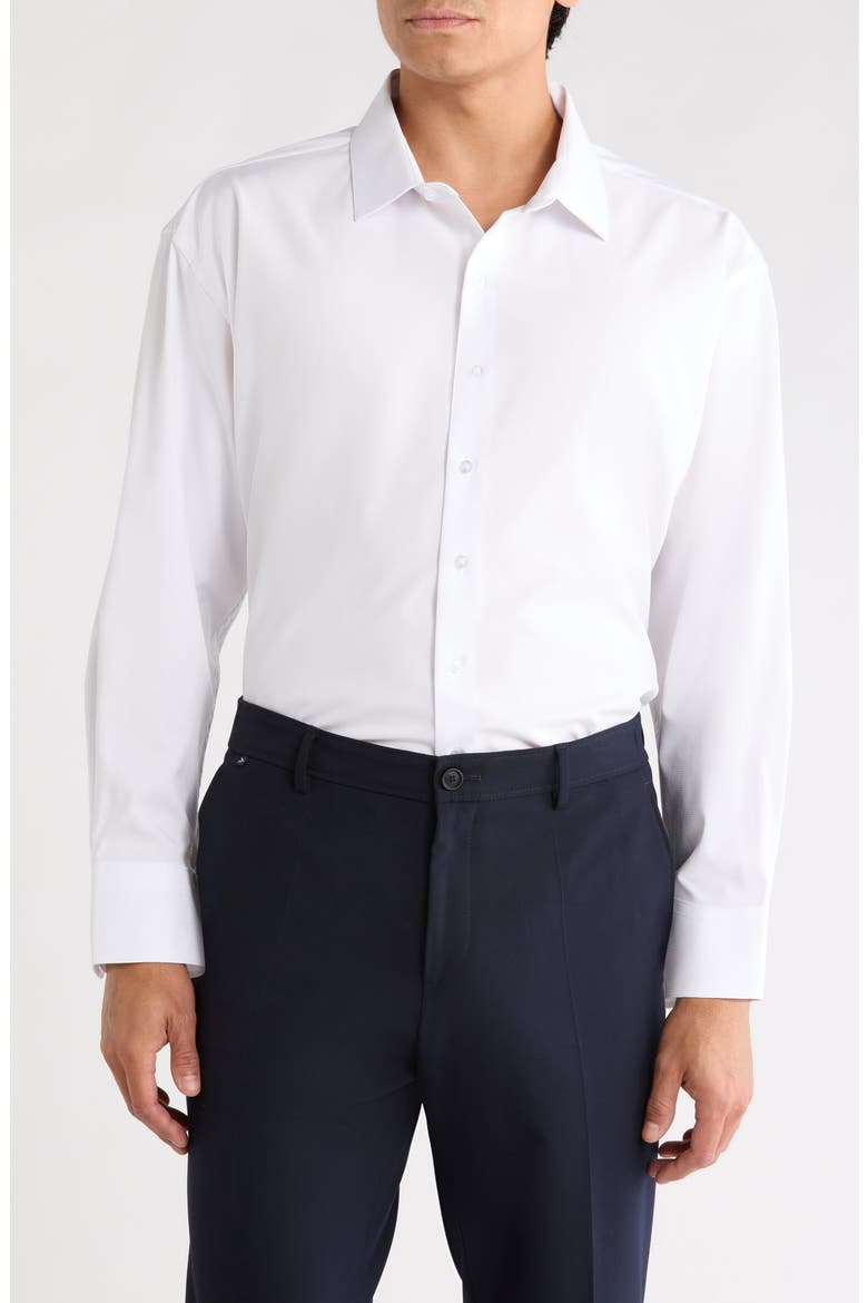 Regular Fit Dress Shirt, Main, color, WHT/ BLUE
