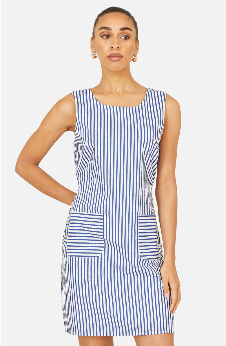 Yumi Stripe Cotton Shift Dress, Main, color, Blue